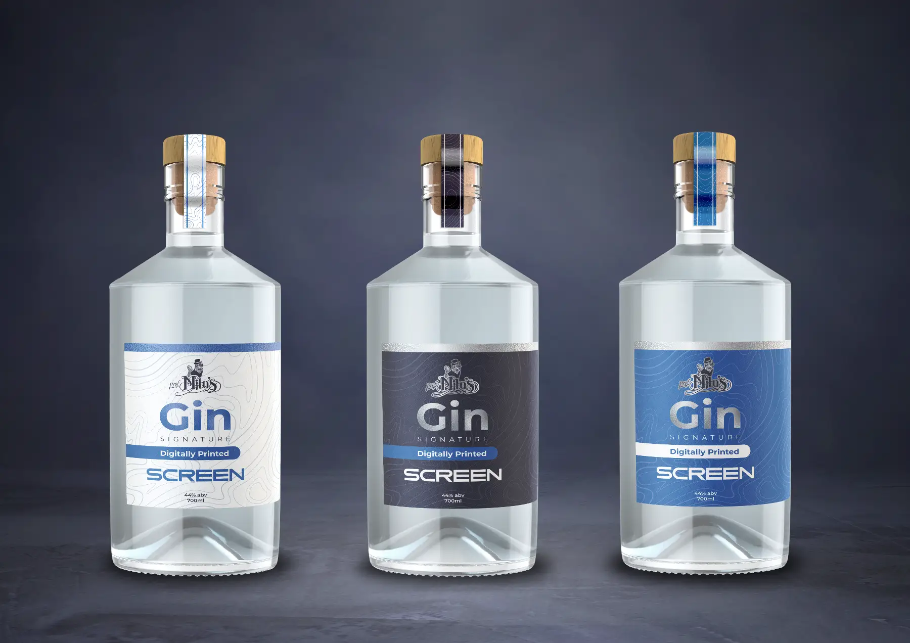 106501 Packaging Mockup Designs 2025 Wine Bottle Artwork Mockup Gin Group with Background FINAL